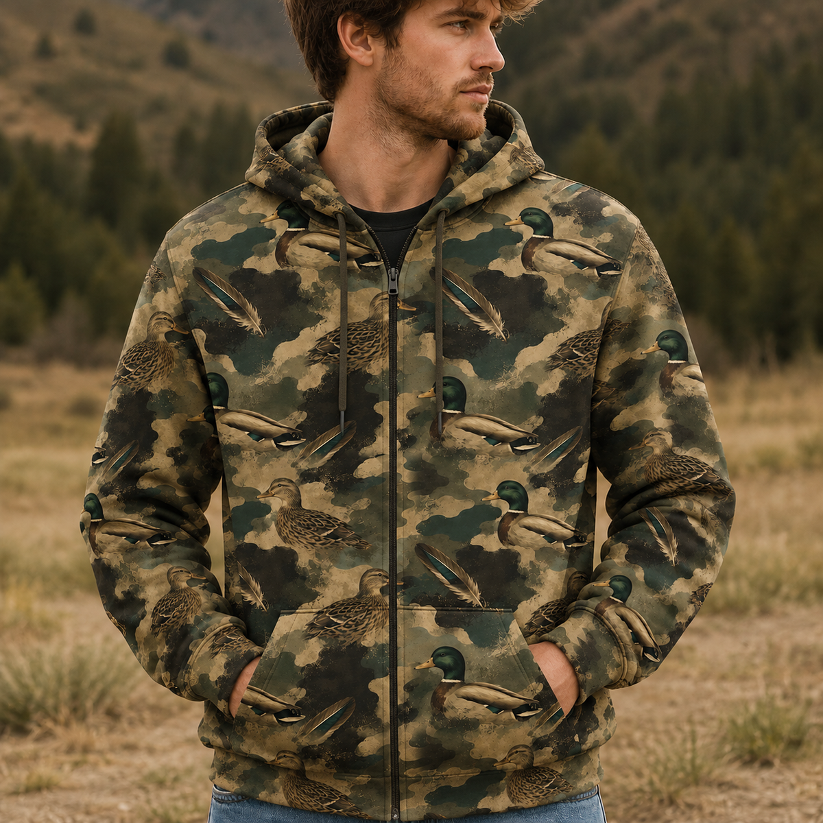 Duck Camouflage Graphic Pattern All Over Print Shirt