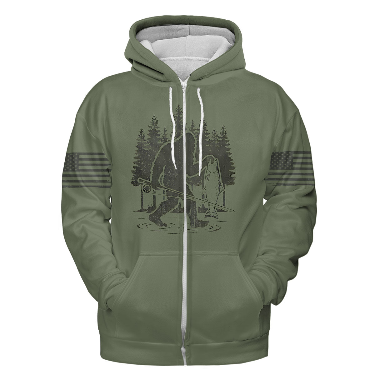 Bigfoot Fishing Funny Fisher Man All Over Print Shirt