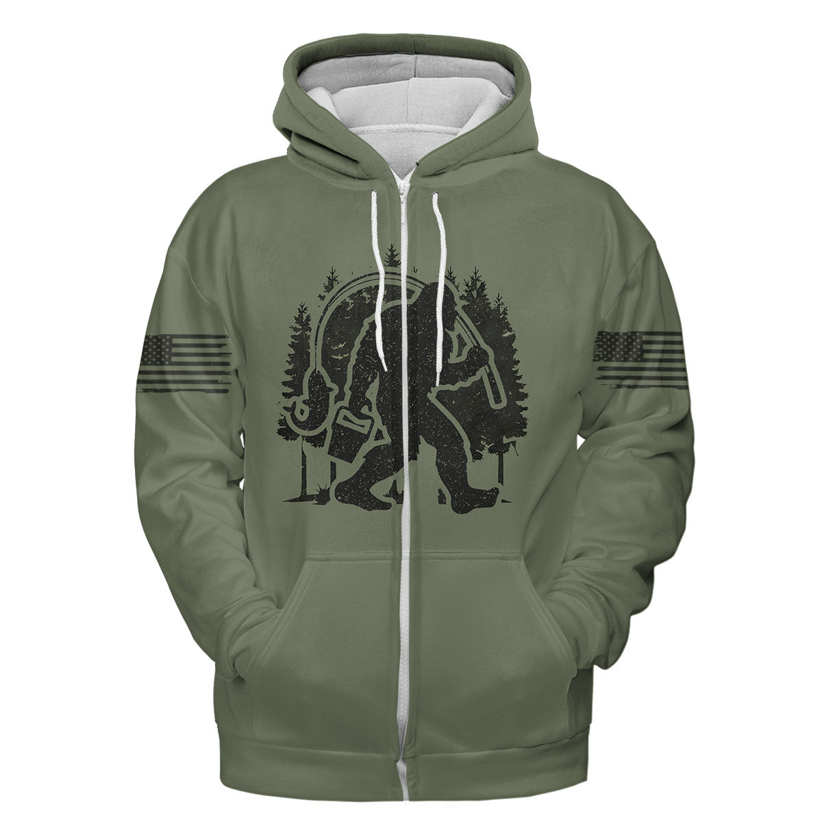 Forest Bigfoot Fishing All Over Print Shirt
