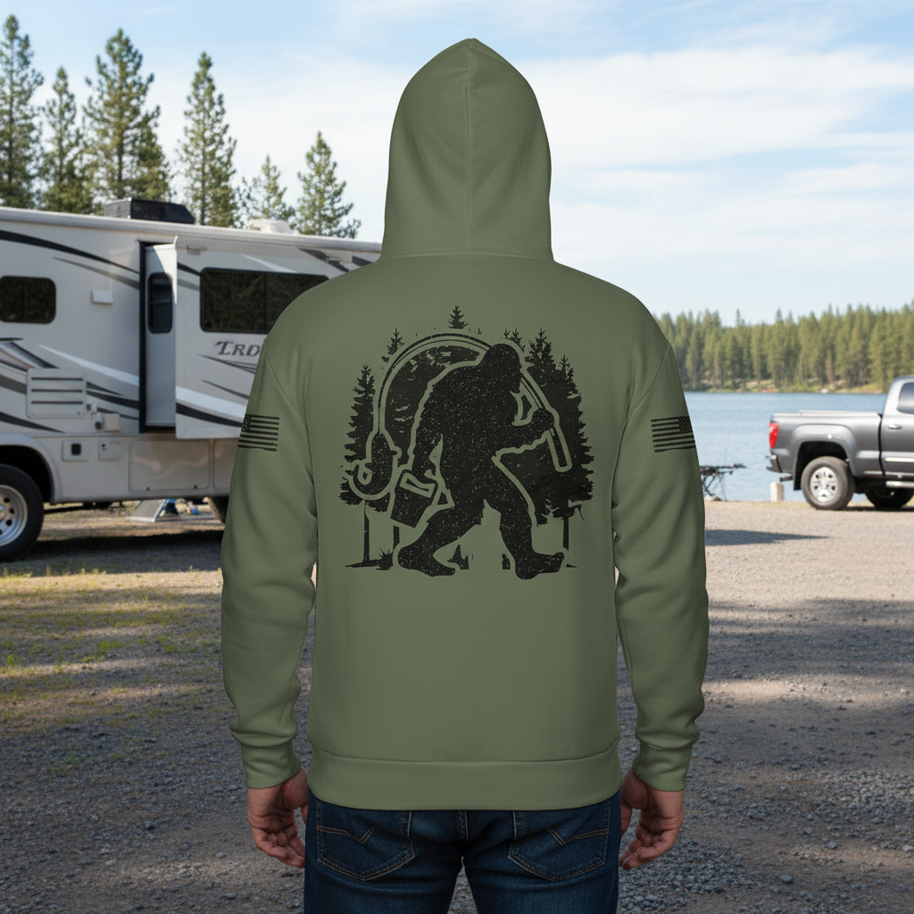 Forest Bigfoot Fishing All Over Print Shirt
