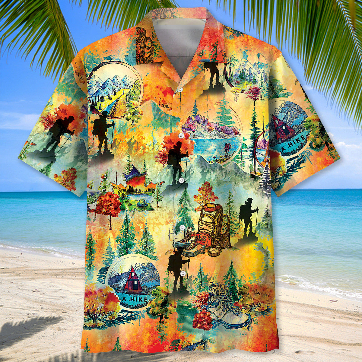 Vintage Watercolor Hiking Hawaiian Shirt