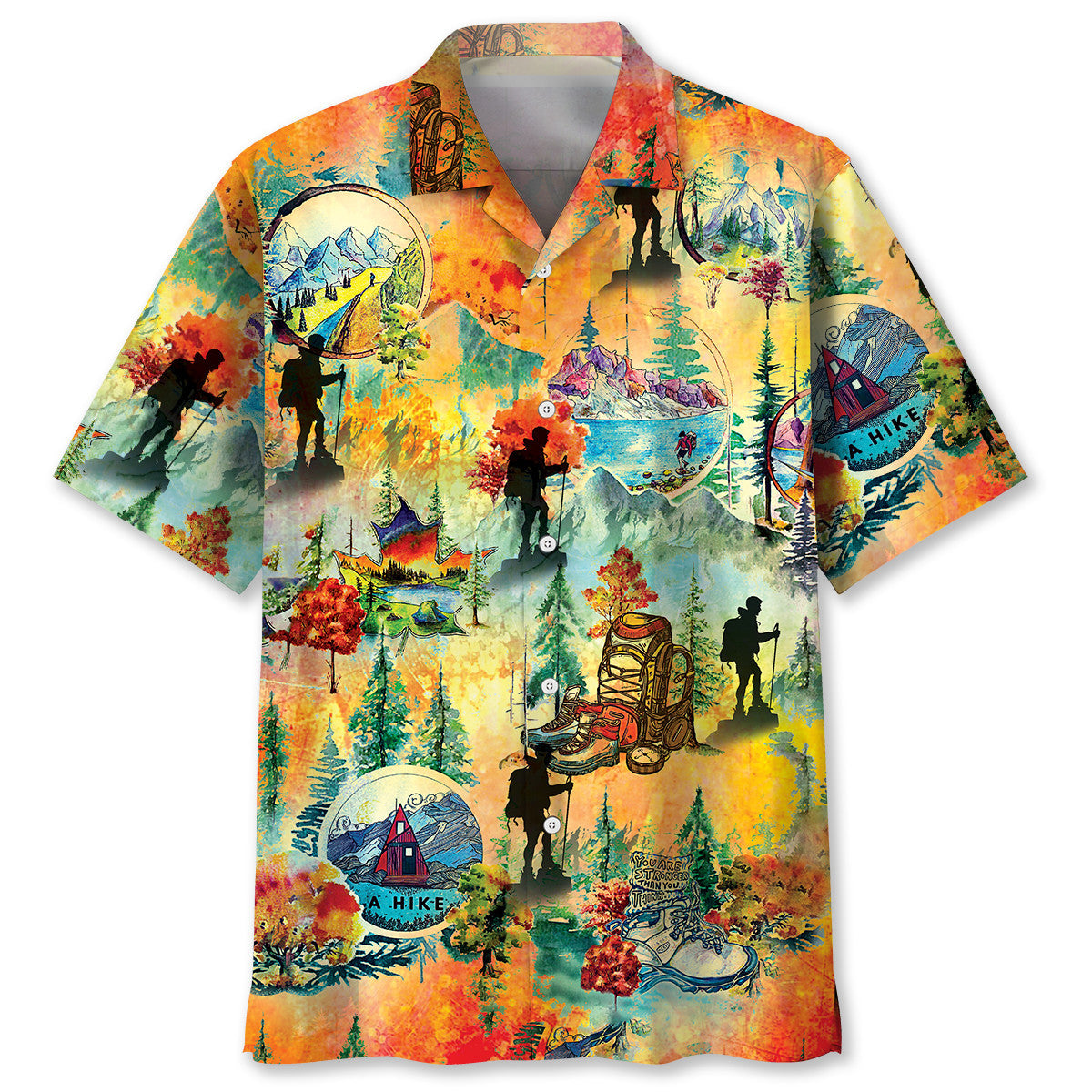 Vintage Watercolor Hiking Hawaiian Shirt