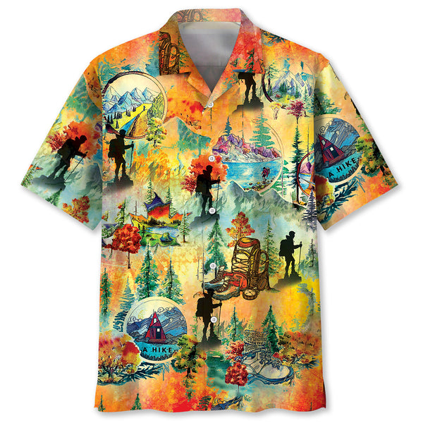 Vintage Watercolor Hiking Hawaiian Shirt
