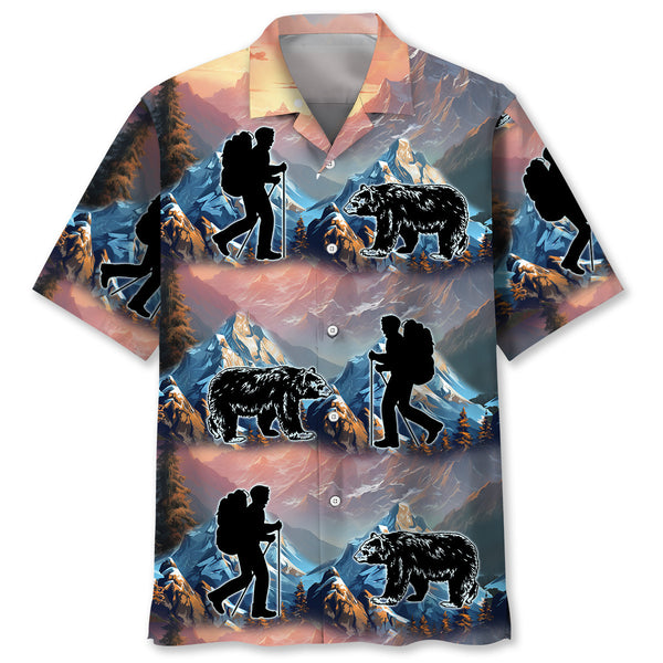 Mountain Hiking With Bear Hawaiian Shirt