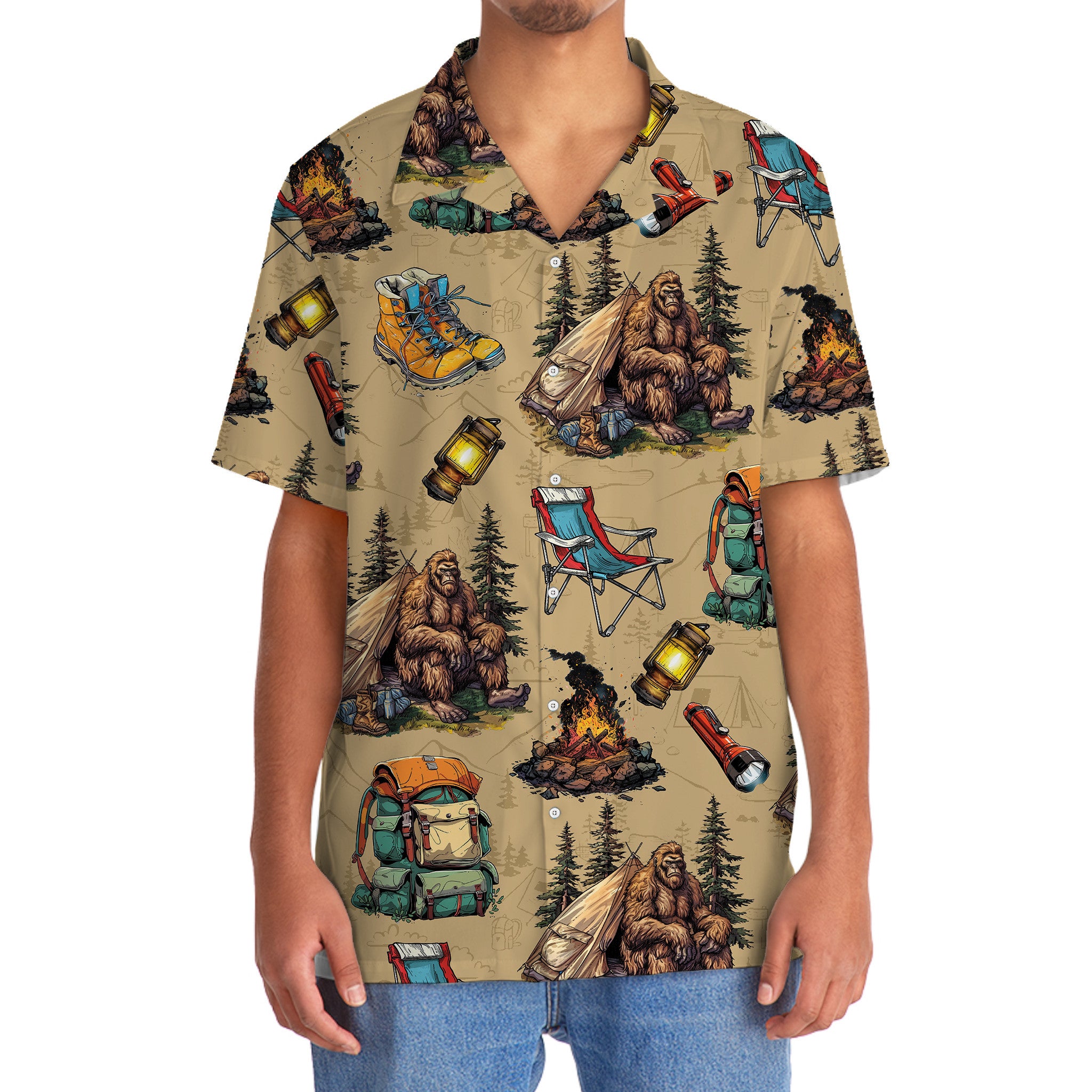 Bigfoot Camping Vintage Hawaiian Shirt