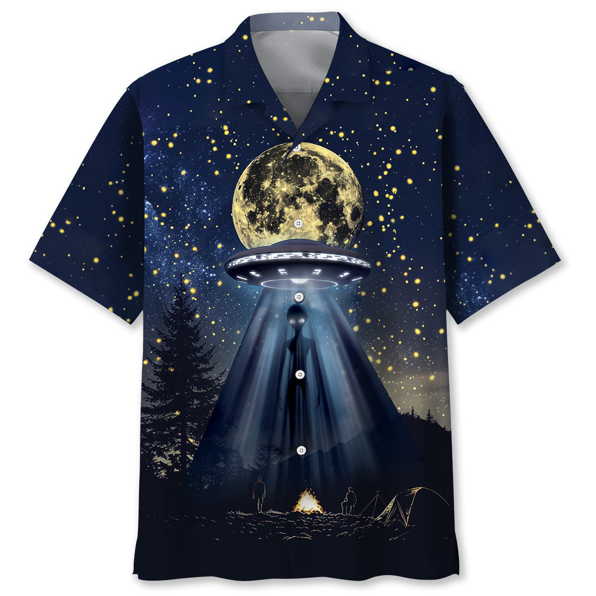 Camping Alien At Campsite Hawaiian Shirt