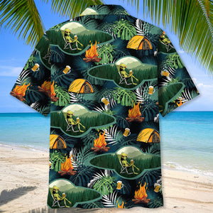 Camping Alien Chillin' Beer Hawaiian Shirt