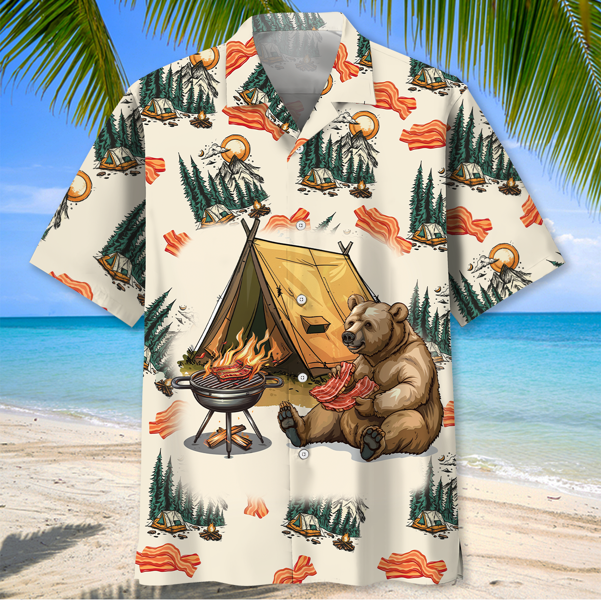If It Involves Camping & Bacon Count Me In Hawaiian Shirt