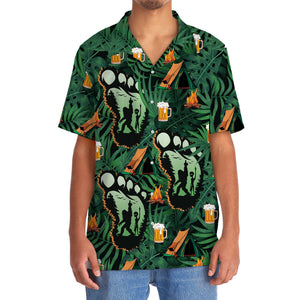 Camping Bigfoot Alien Fire and Beer Hawaiian Shirt