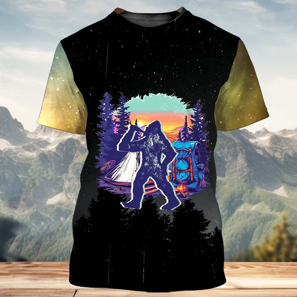 Camping God Is Great Beer Is Good and People Are Crazy All Over Print Shirt