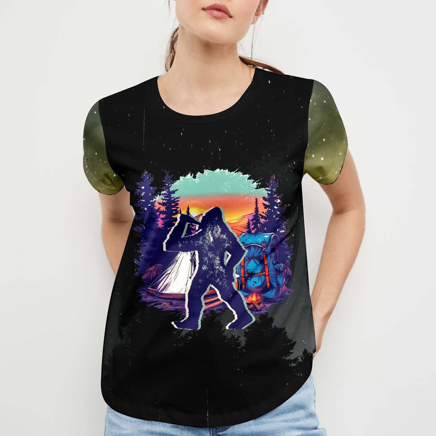 Camping God Is Great Beer Is Good and People Are Crazy All Over Print Shirt
