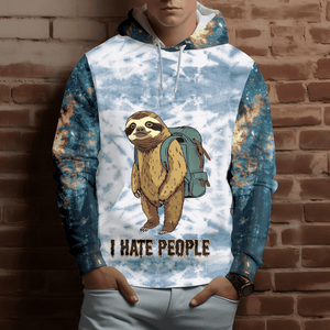 Camping Lazy Sloth I Hate People All Over Print Shirt