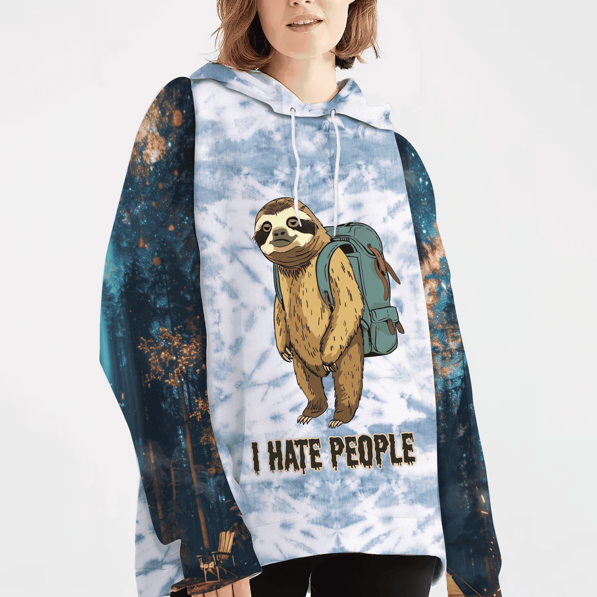 Camping Lazy Sloth I Hate People All Over Print Shirt
