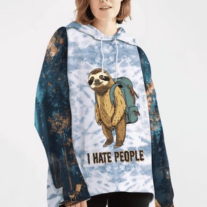 Camping Lazy Sloth I Hate People All Over Print Shirt