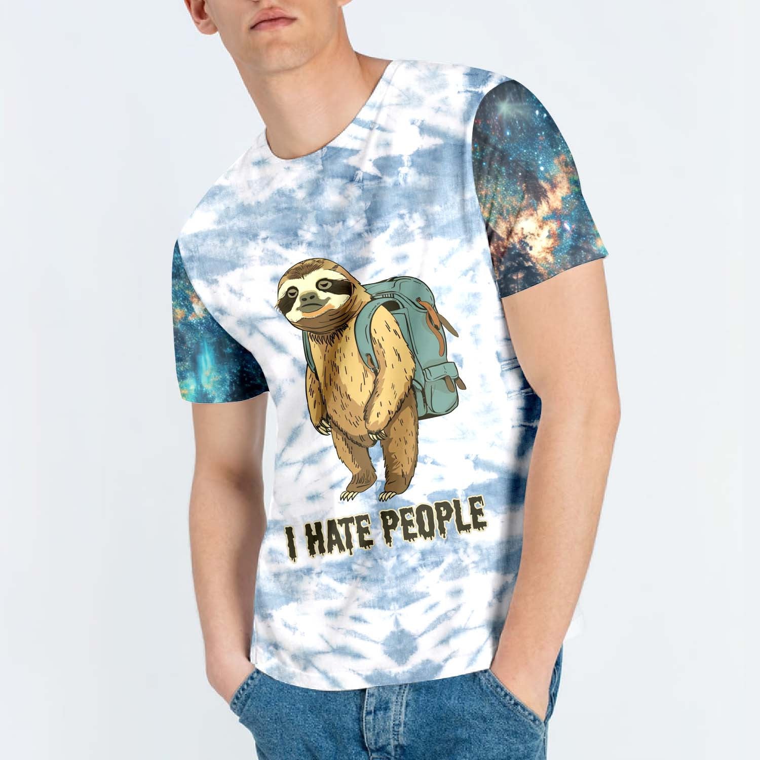 Camping Lazy Sloth I Hate People All Over Print Shirt