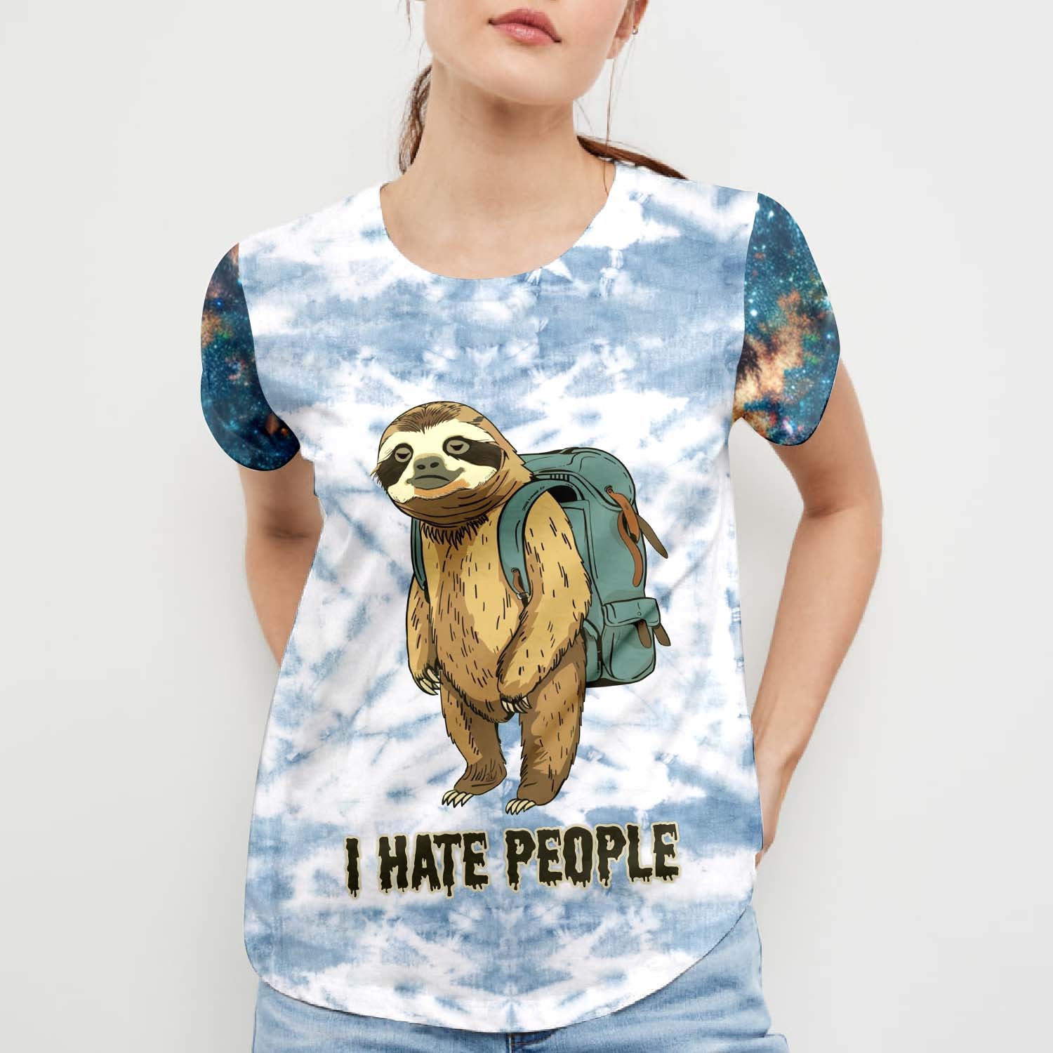 Camping Lazy Sloth I Hate People All Over Print Shirt