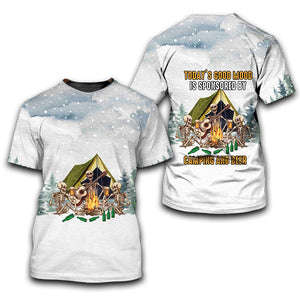 Today's Good Mood Is Sponsored By Camping and Beer All Over Print Shirt