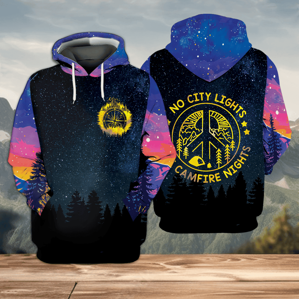 Camping No City Lights Just Campfire Nights All Over Print Shirt