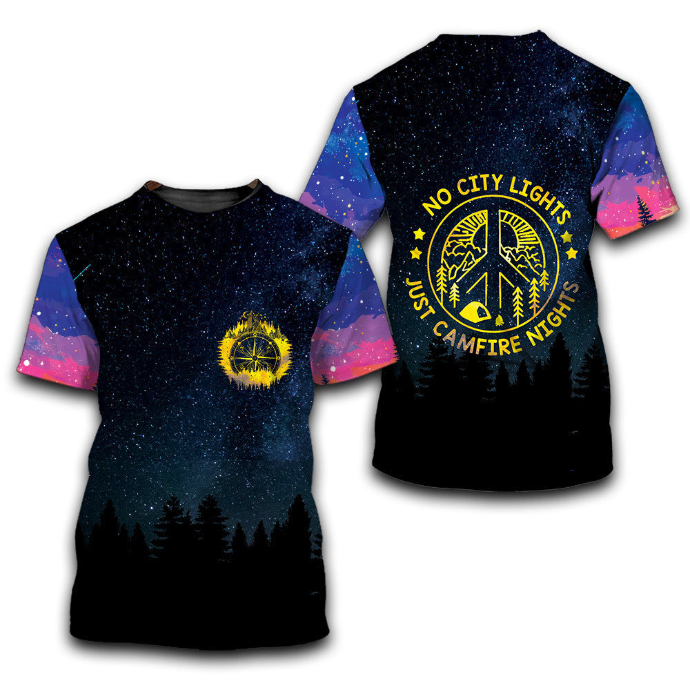 Camping No City Lights Just Campfire Nights All Over Print Shirt