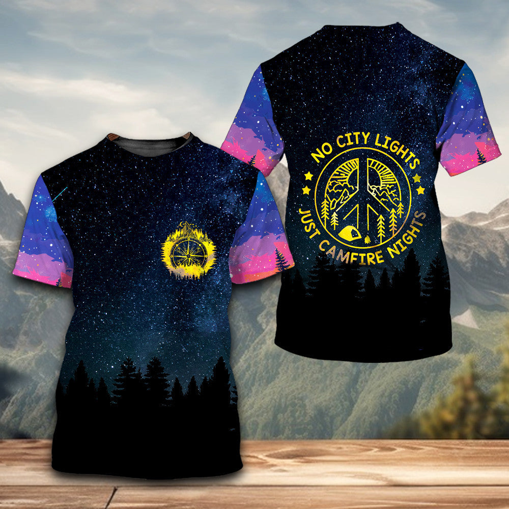 Camping No City Lights Just Campfire Nights All Over Print Shirt