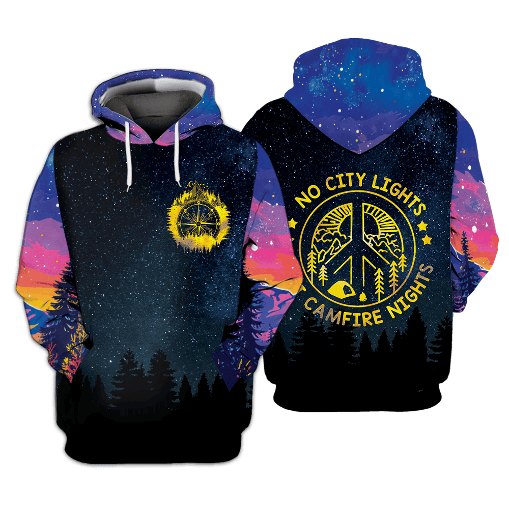 Camping No City Lights Just Campfire Nights All Over Print Shirt