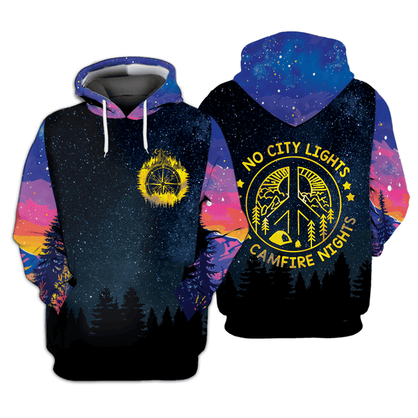 Camping No City Lights Just Campfire Nights All Over Print Shirt