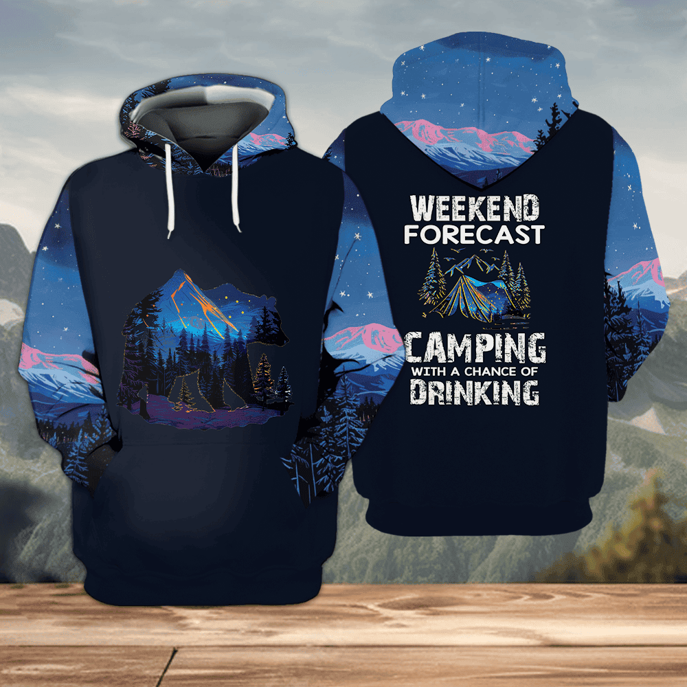 Weekend Forecast Camping With A Chance Of Drinking All Over Print Shirt