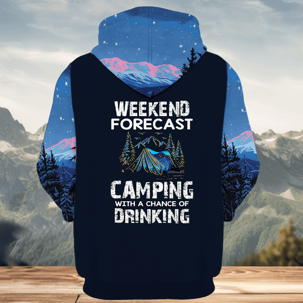 Weekend Forecast Camping With A Chance Of Drinking All Over Print Shirt