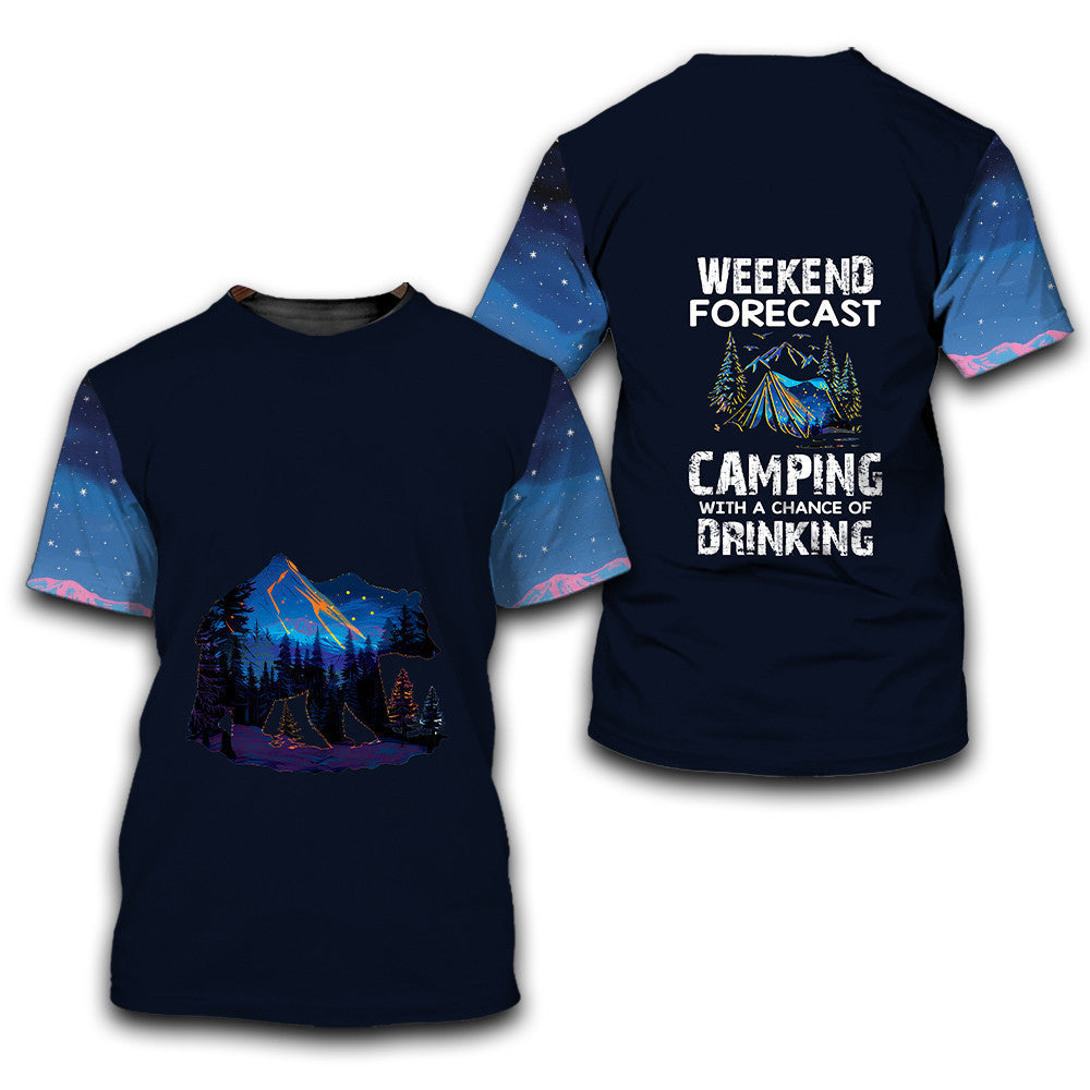 Weekend Forecast Camping With A Chance Of Drinking All Over Print Shirt
