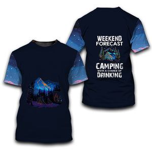 Weekend Forecast Camping With A Chance Of Drinking All Over Print Shirt