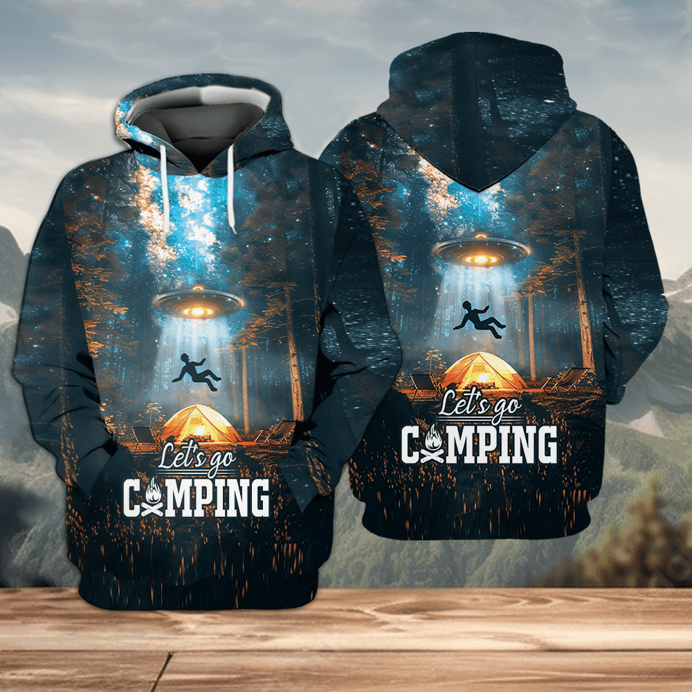 Let's Go Camping UFO All Over Print Shirt