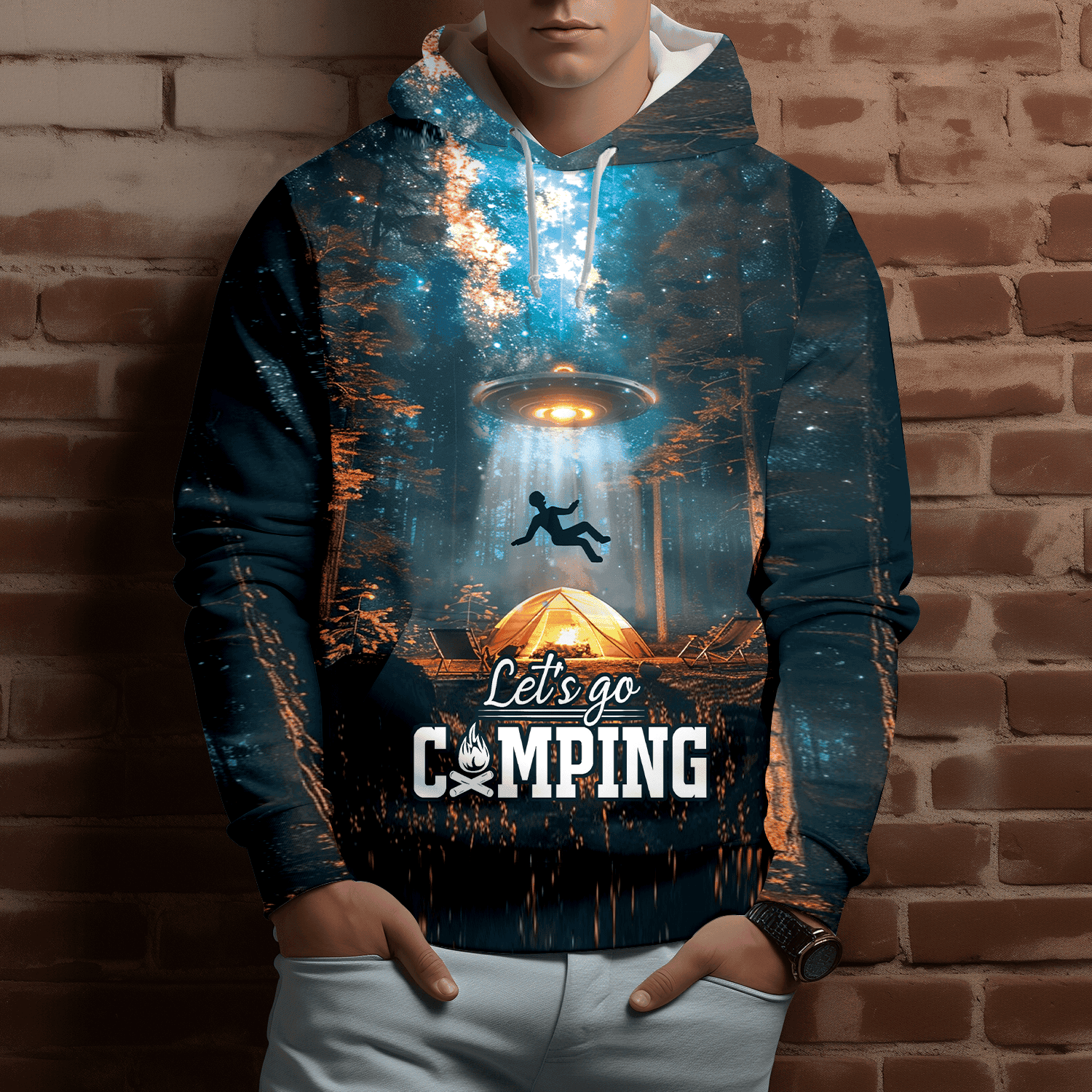 Let's Go Camping UFO All Over Print Shirt