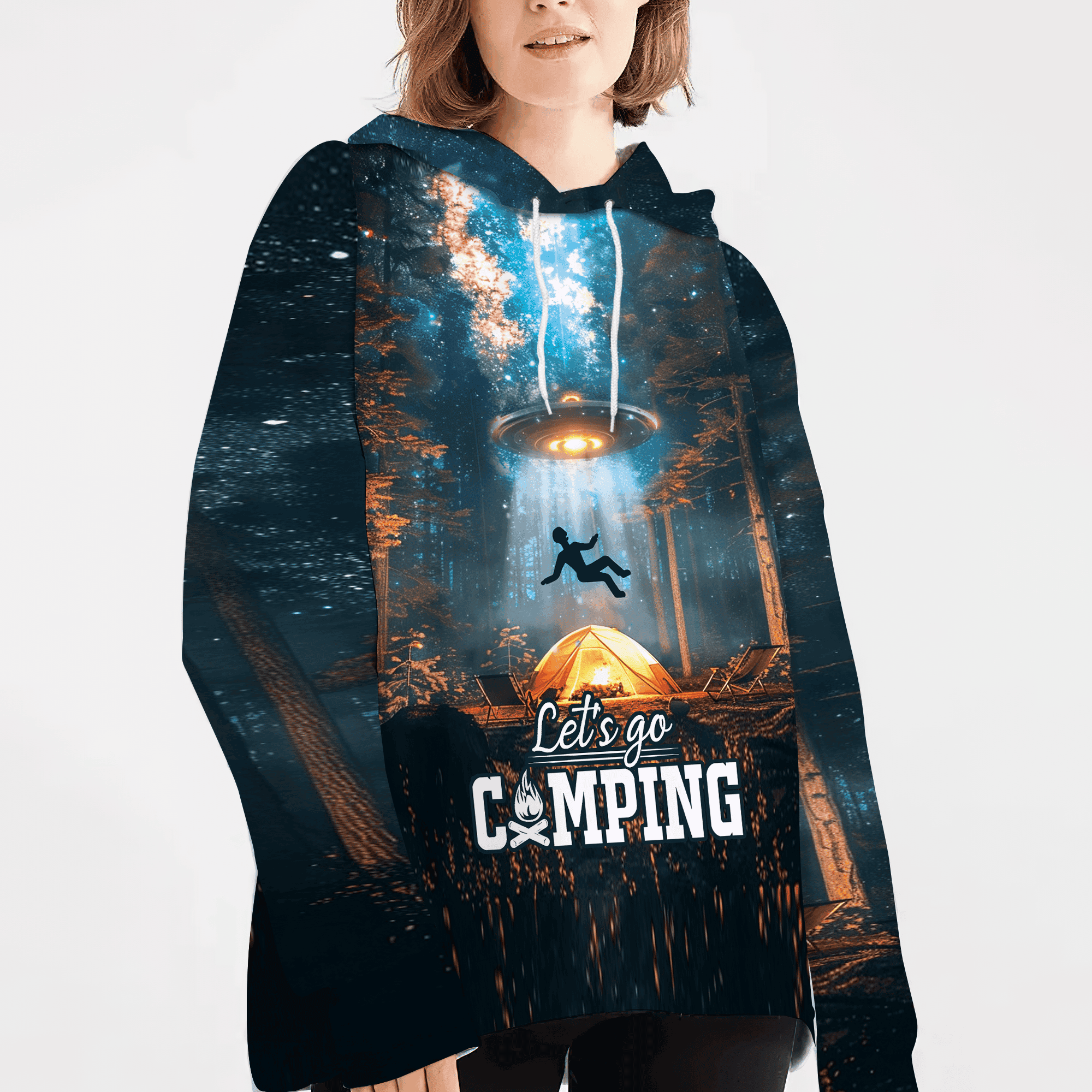 Let's Go Camping UFO All Over Print Shirt