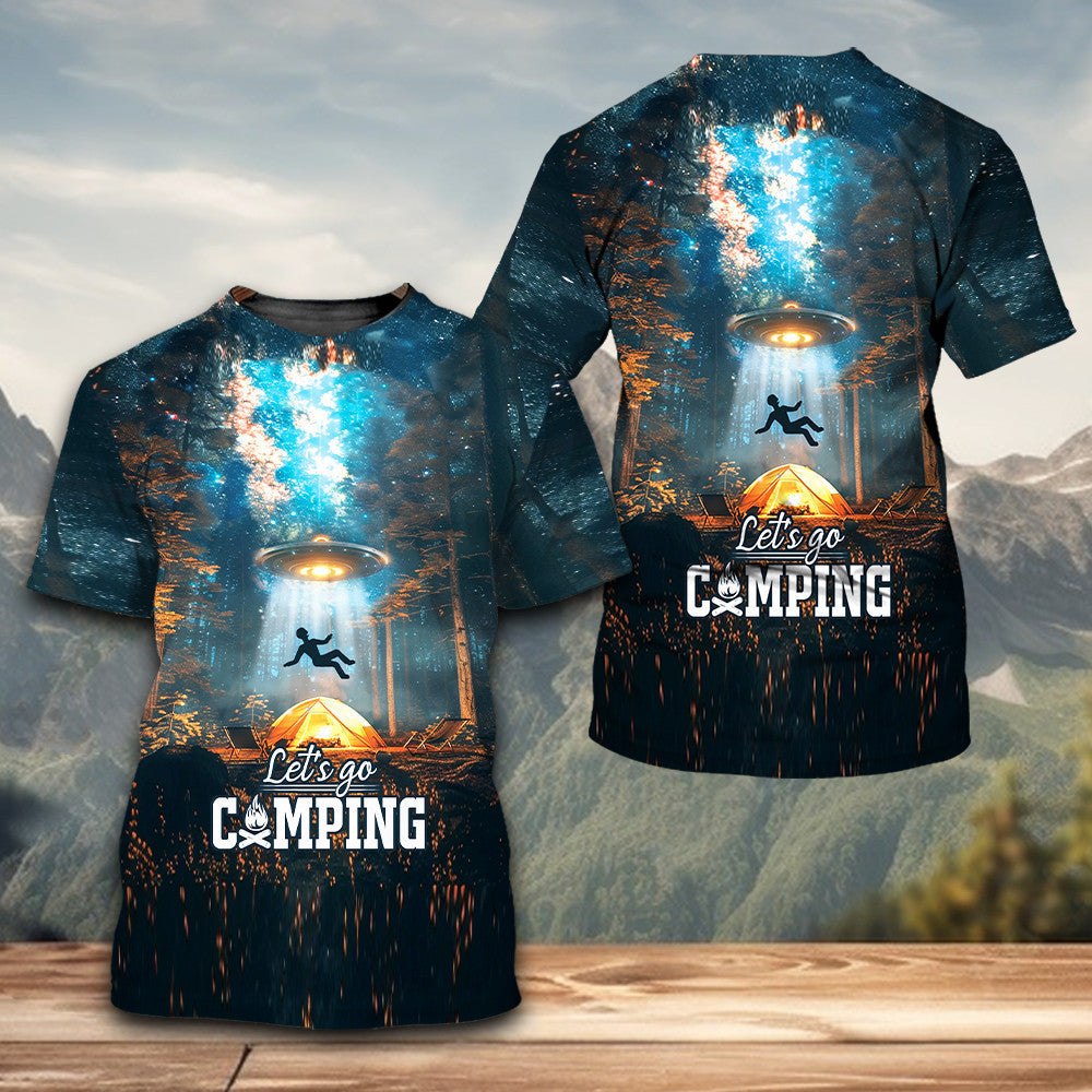 Let's Go Camping UFO All Over Print Shirt