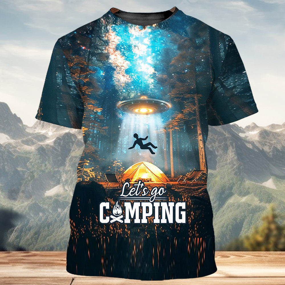 Let's Go Camping UFO All Over Print Shirt
