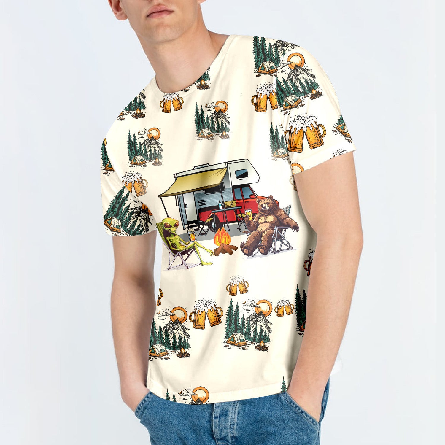 Funny Camping Crazy Friend All Over Print Shirt