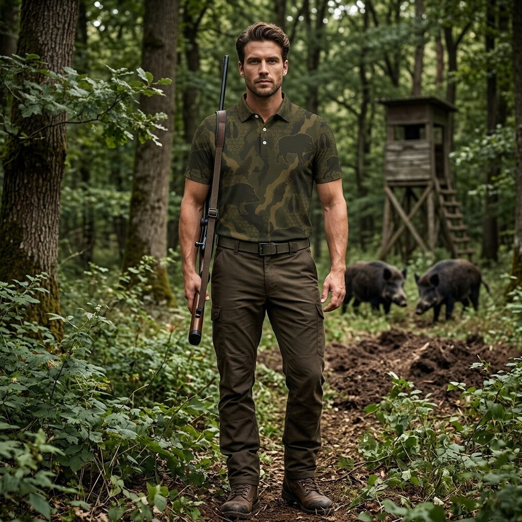 Wild Boar Hunting Men Polo Shirt