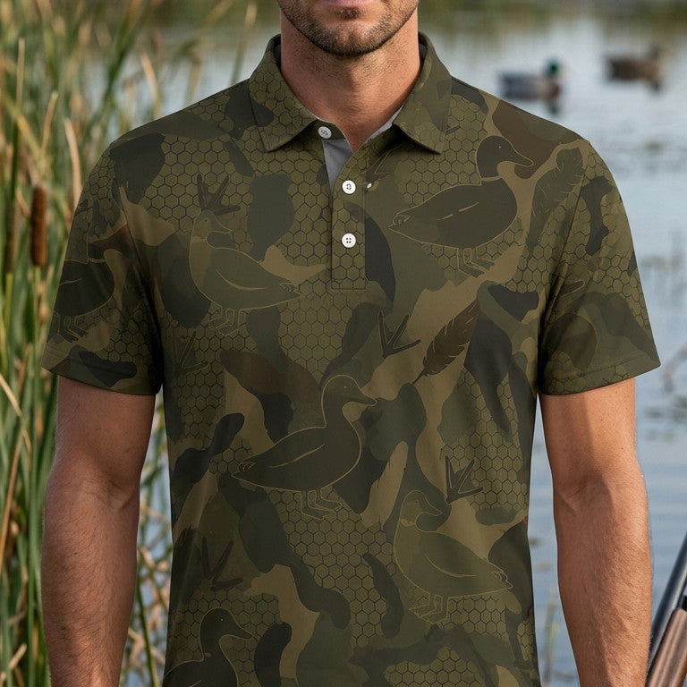 Mallard Duck Hunting Men Polo Shirt
