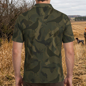 Pheasant Camouflage Hunting Men Polo Shirt