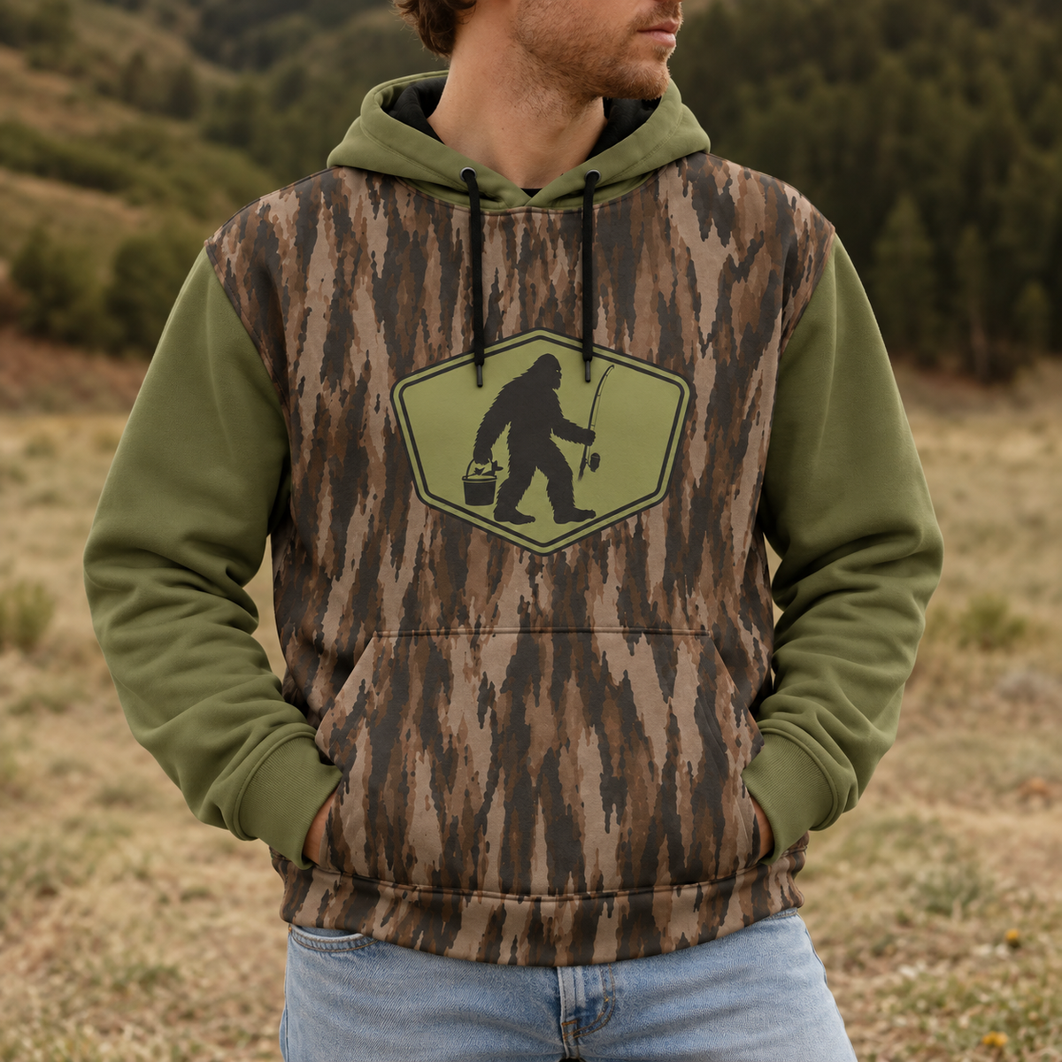 Bigfoot Fishing Camo All Over Print