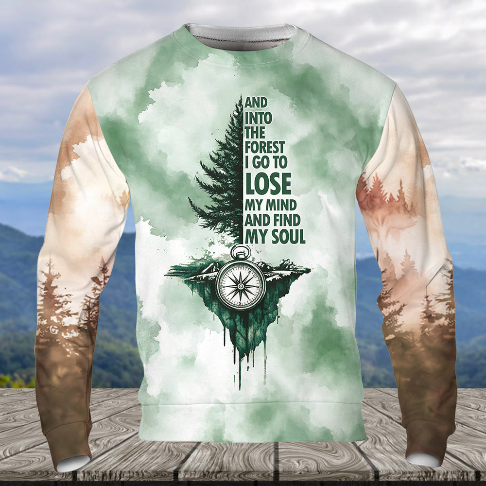 Into The Forest I Go Green Compass All Over Print Shirt