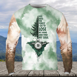Into The Forest I Go Green Compass All Over Print Shirt
