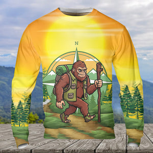 Funny Bigfoot Hiking All Over Print Shirt