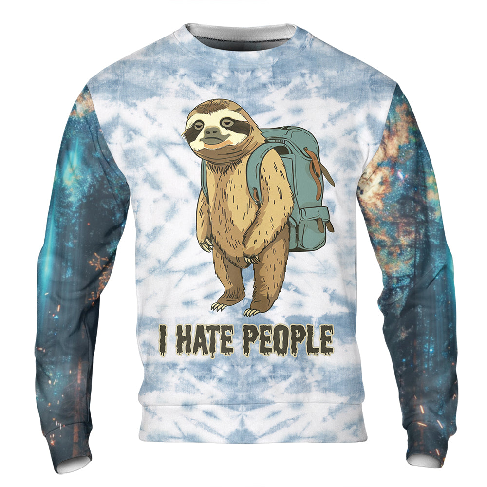 Camping Lazy Sloth I Hate People All Over Print Shirt