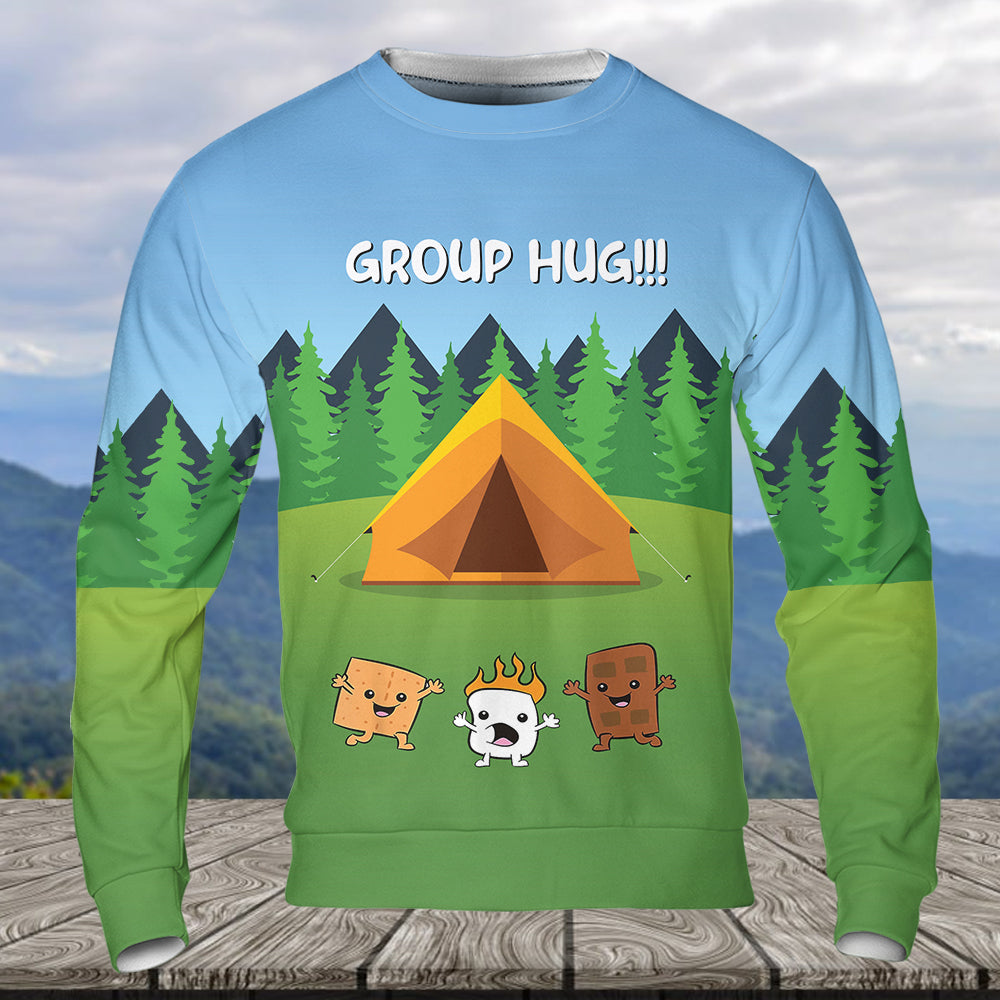 Funny Group Hugs Camping All Over Print Shirt