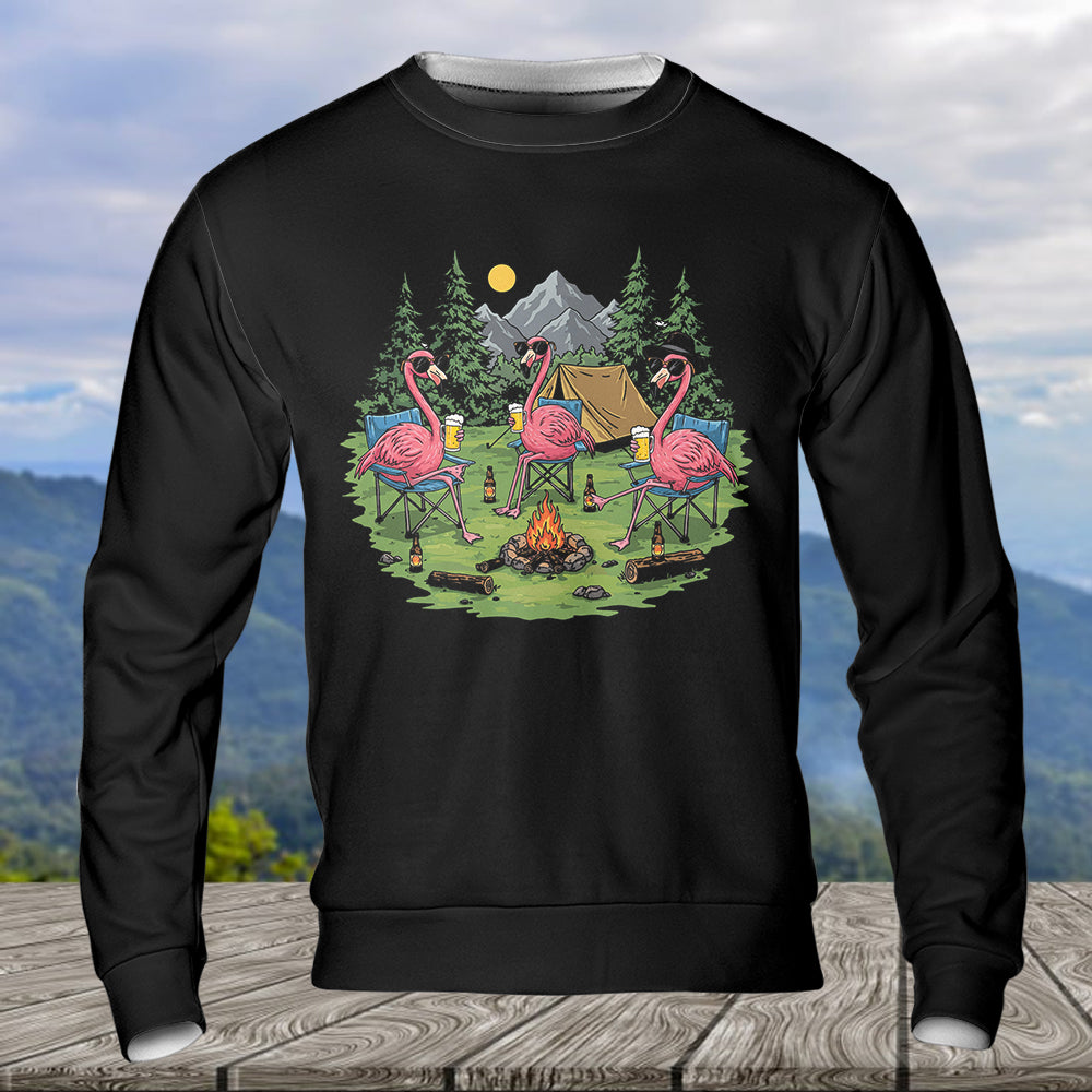 Funny Flamingo Making Memories Campfire All Over Print Shirt