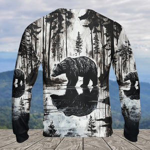 Bear Black And White Art All Over Print Shirt