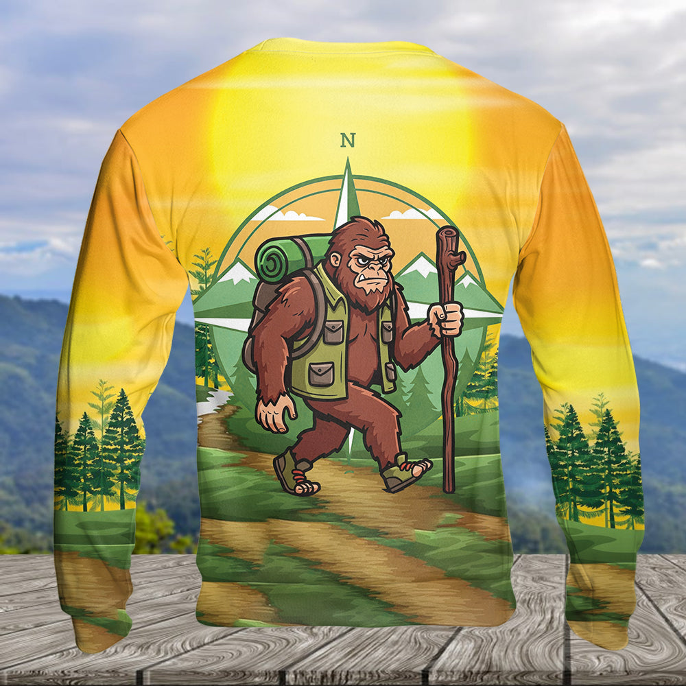 Funny Bigfoot Hiking All Over Print Shirt