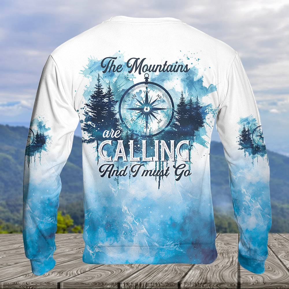 Compass The Mountains Are Calling And I Must Go All Over Print Shirt
