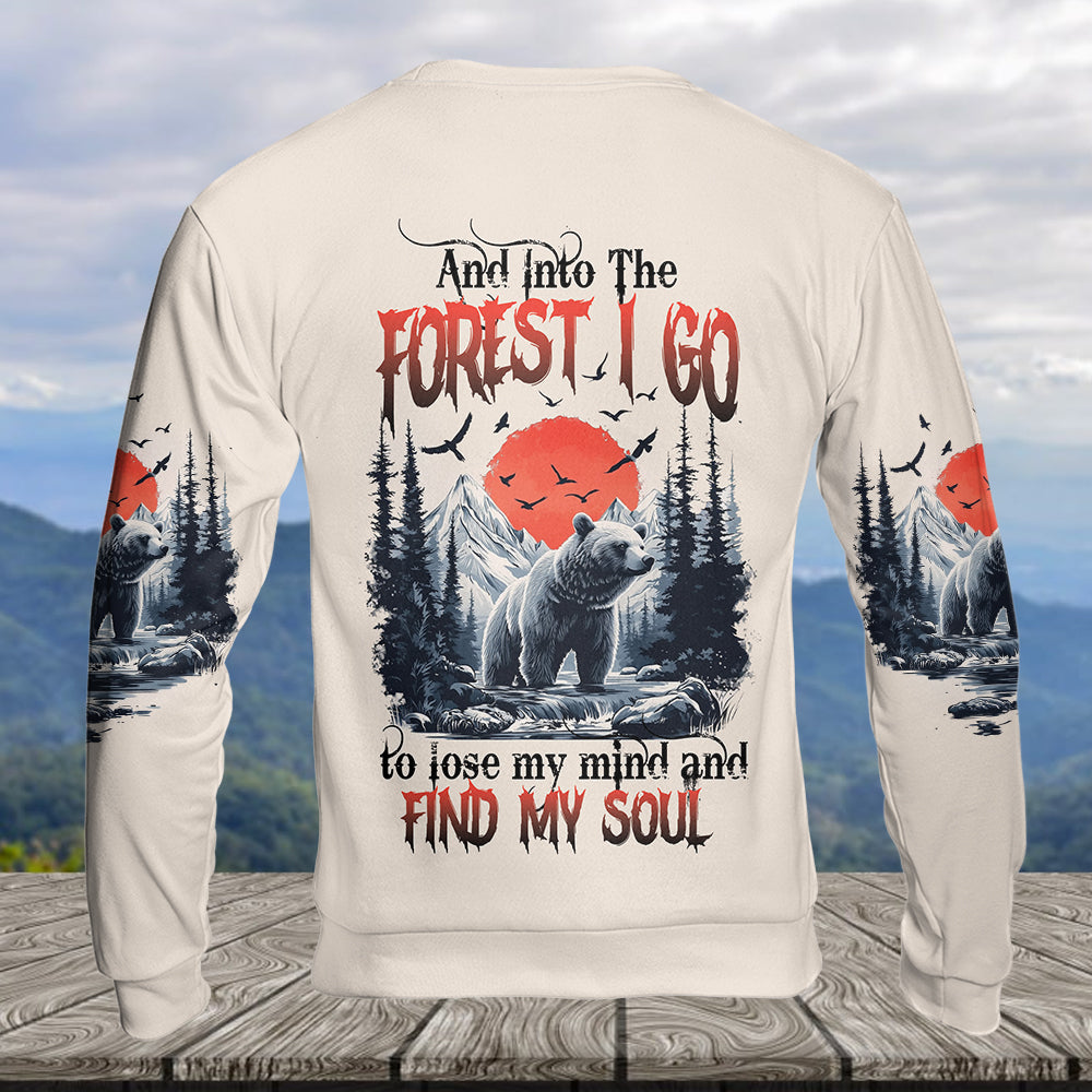 Into The Forest I Go Bear Red Sun All Over Print Shirt